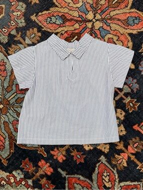 Makie Navy & White Striped Collared Kids Top